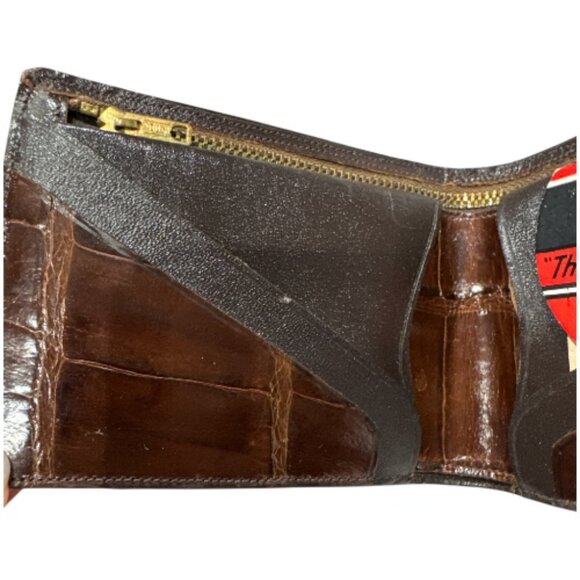 Mid Century Manhattan Genuine Alligator Billfold Wallet Dark & Light Brown NWT - Picture 12 of 13